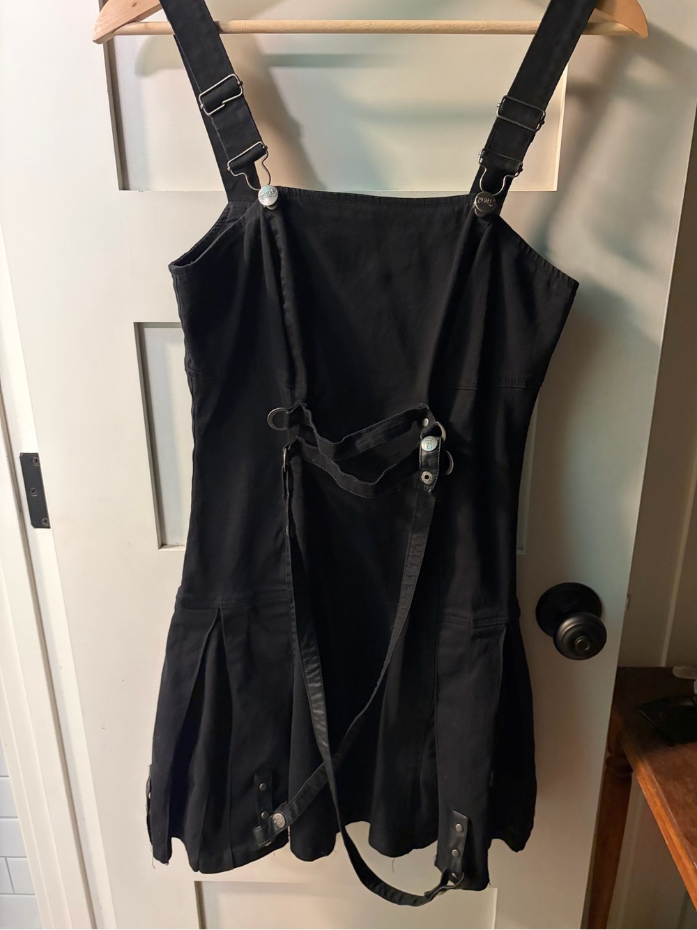 Tripp NYC Black Pinafore Mini Dress with Utility Straps